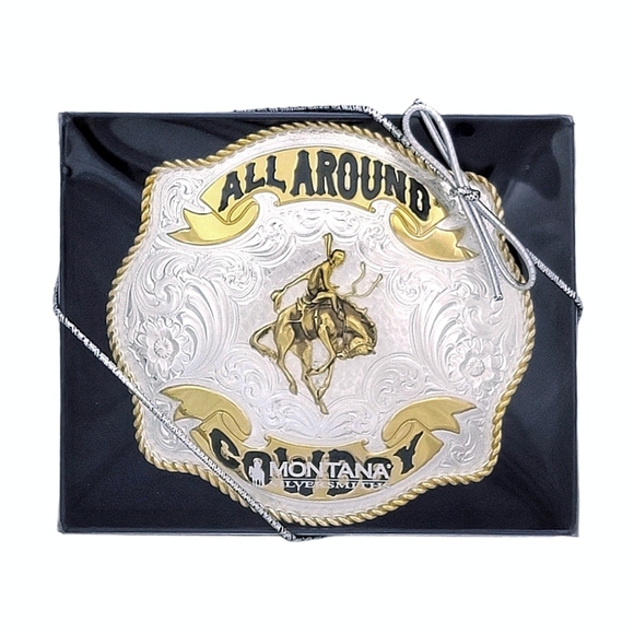 Montana Silversmiths Fine Silver Scalloped All Around Cowboy Buckle Retail $150 - Picture 3 of 8